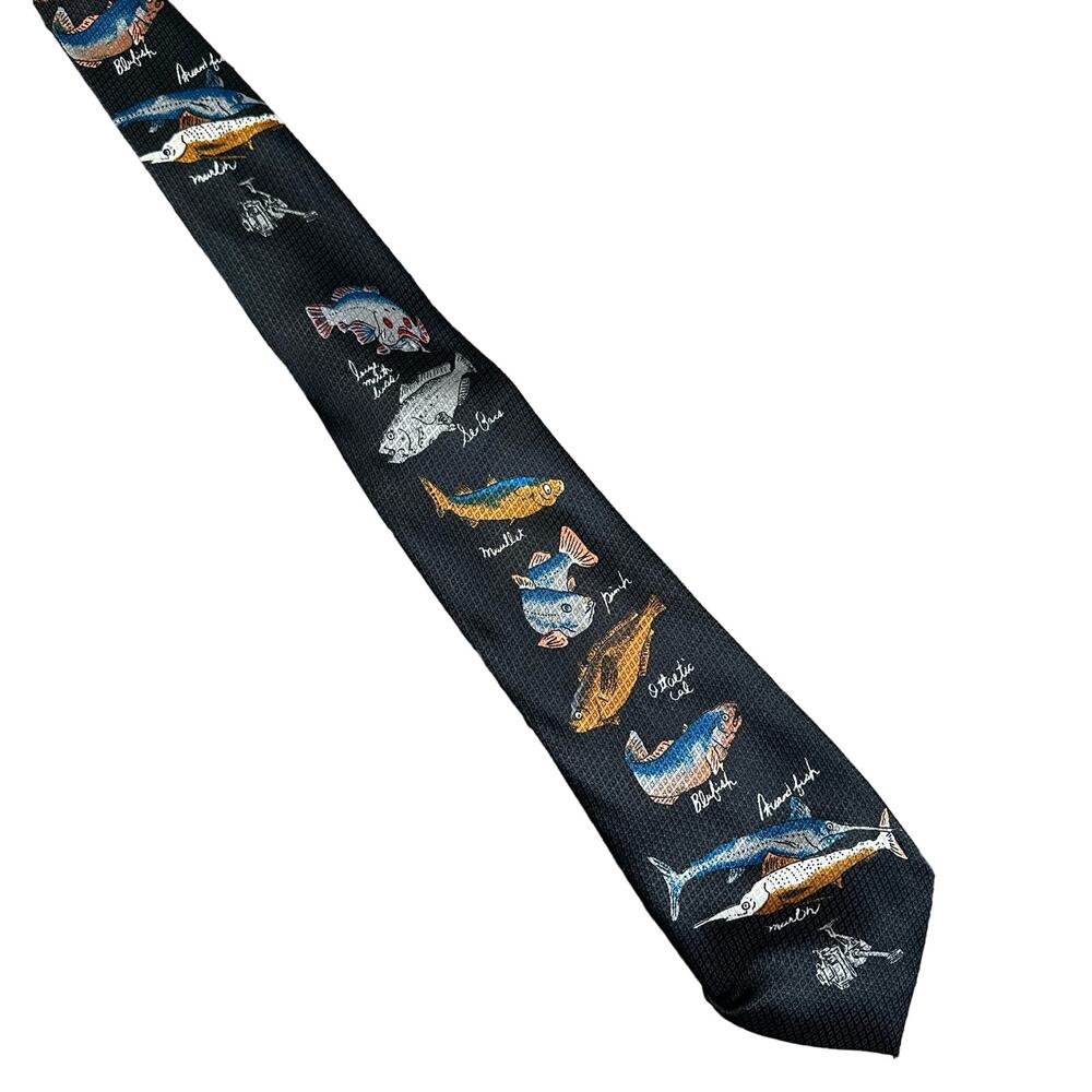 Dino Romaro Hand Made Fish Tie Black Background Handmade - Picture 3 of 7